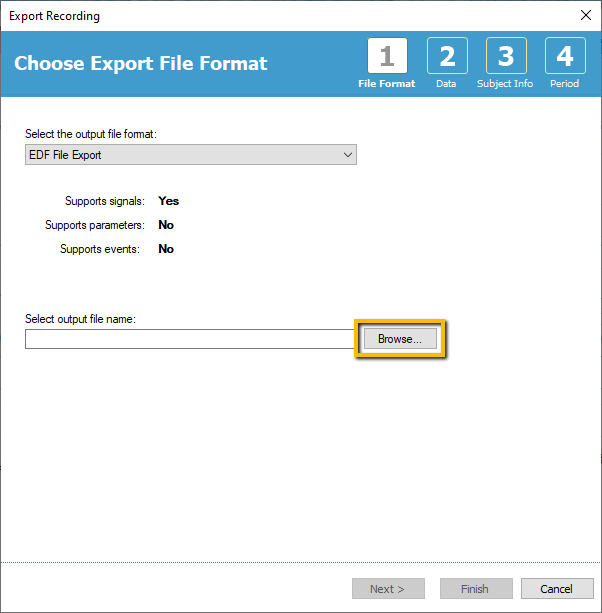 Export selection window for RemLogic recordings. Noxturnal