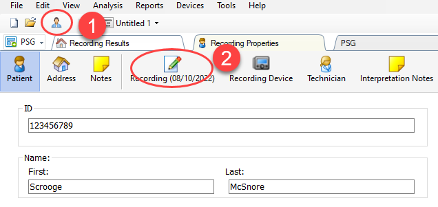 Export selection window for RemLogic recordings. Noxturnal