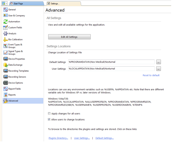 User Settings And Centralized Settings Noxturnal 5 And 6 Nox Support